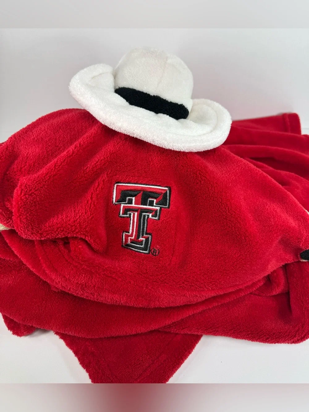 Texas Tech University Raider Red Hooded Throw Blanket 46x36 Mascot Wear 2013 Fan